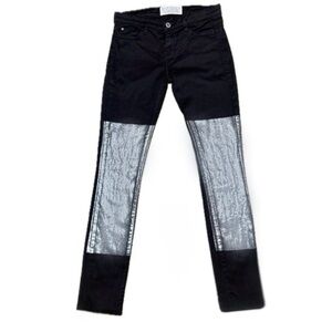 👖🥂 EACH X OTHER Paris Black Silver Metallic Panel Skinny Jeans | Art Street | 27